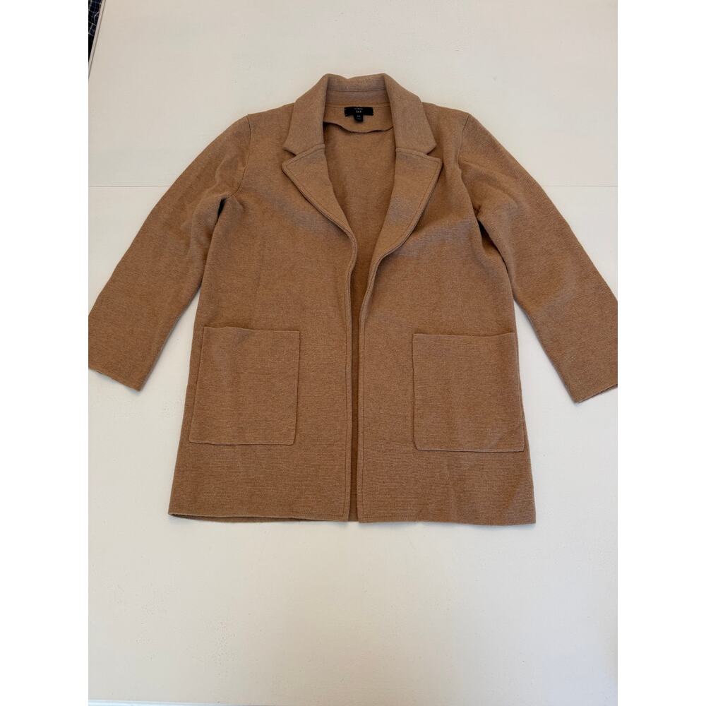 J. Crew Sophie Open Front Wool Blend Sweater Blazer Camel Size XS Coatigan
